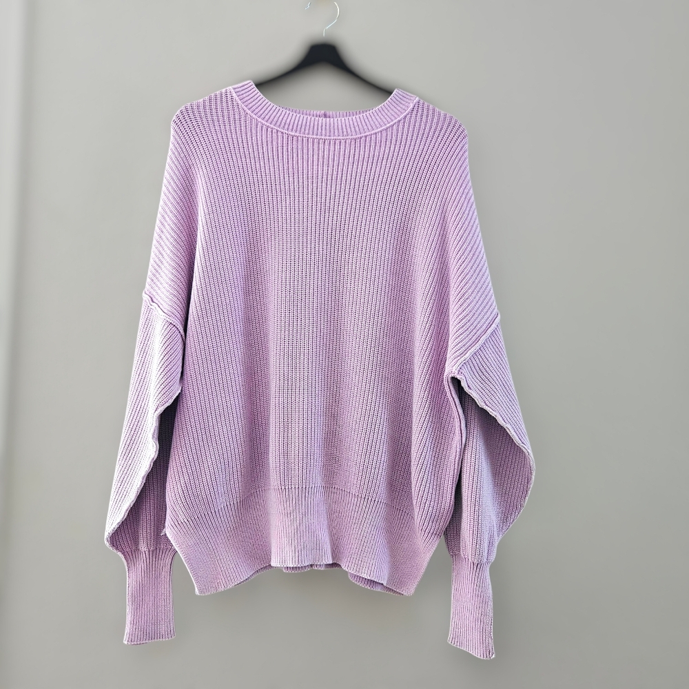 Oversized Lilac Cable Knit Sweater
